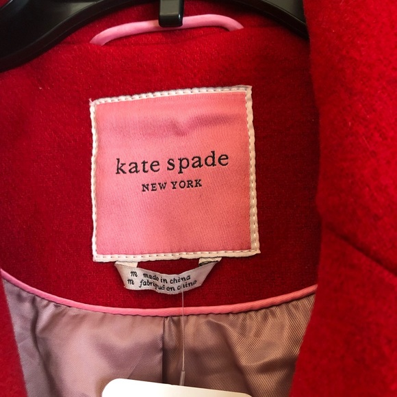 Kate Spade Womens Red Wool Blend Midi Wrap Coat Outerwear Medium - Picture 3 of 9